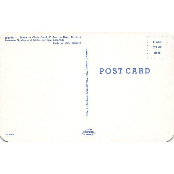 Postcard Clear Creek Canon from Colorow Point Vintage Linen Posted 1930-1950 - Picture 2 of 2